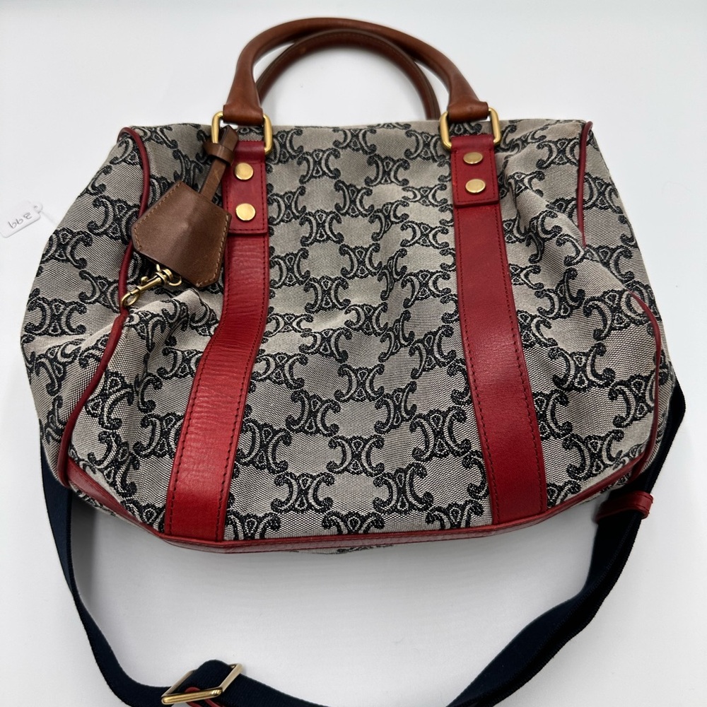 CELINE Handbag Mini Boston Bag Triomphe Canvas and Leather - Picture 2 of 14